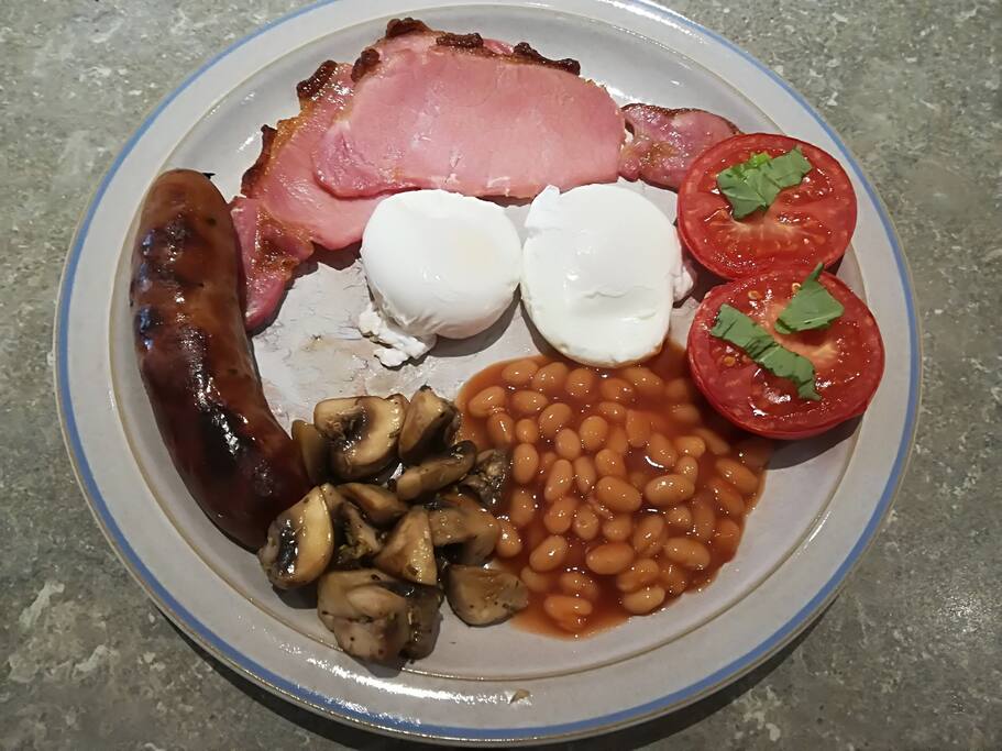Our Full English Breakfast with Poached Eggs