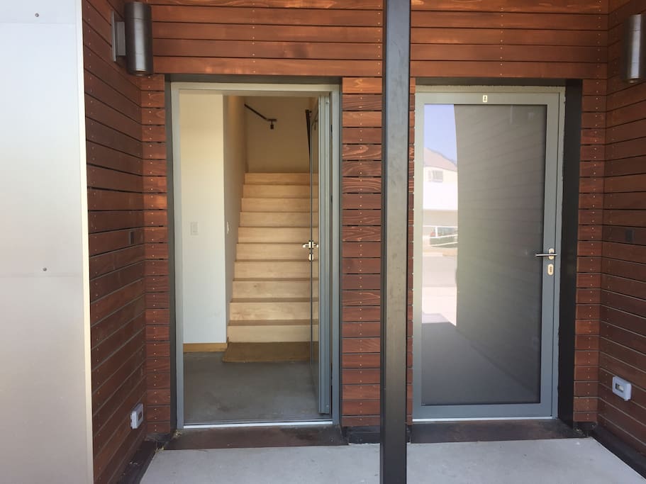 Private entrance. Unit B on the left
