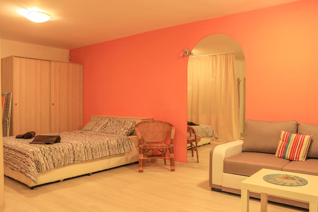 Mirror between bed and sofa!