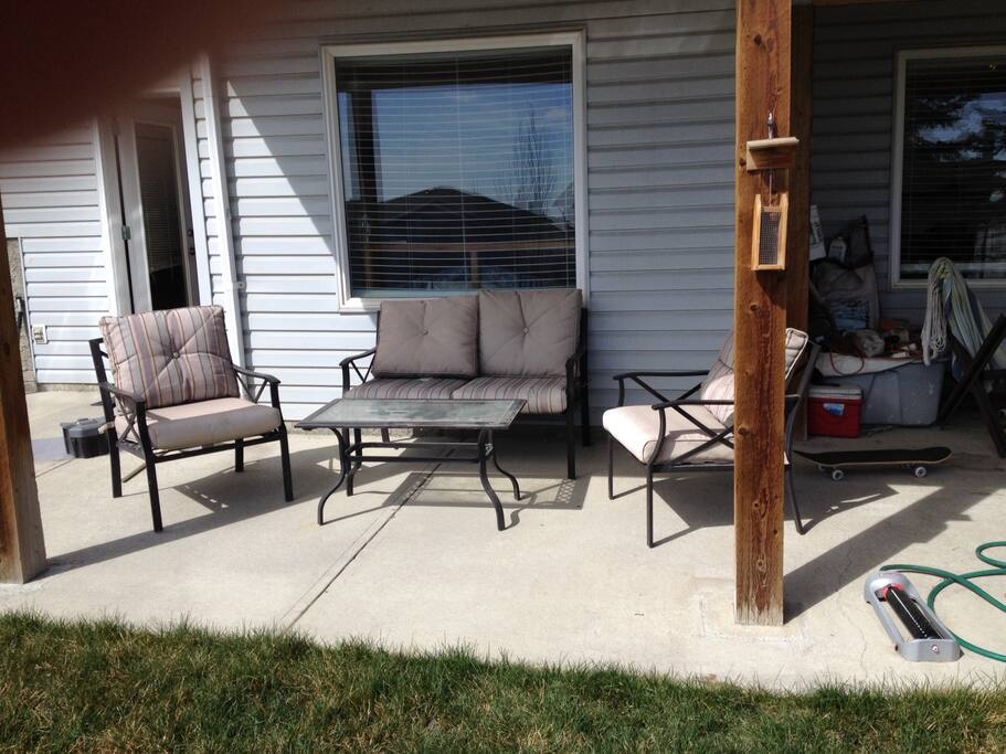 Out door seating area, perfect for a morning cup of coffee or evening glass of wine