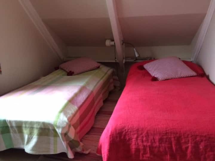 Chumba cha kulala 3 kilicho na dari za mteremko