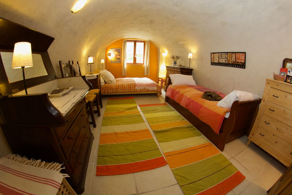 cosy sleeping under vaulted ceiling