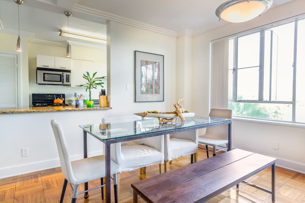 large dining table that seats up to 6 people