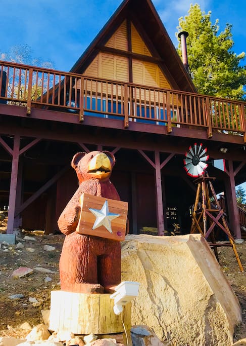 Our Bear carving holding a Star