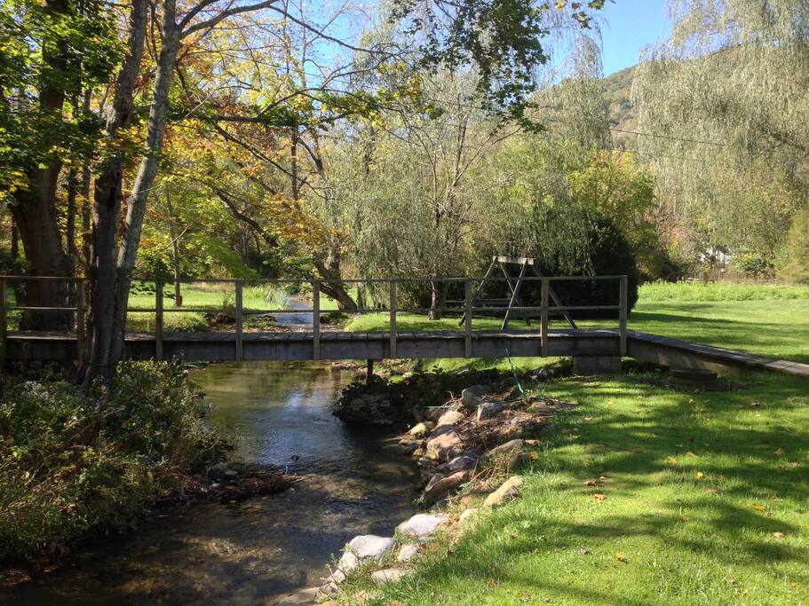 Footbridge across Warm Springs Run.