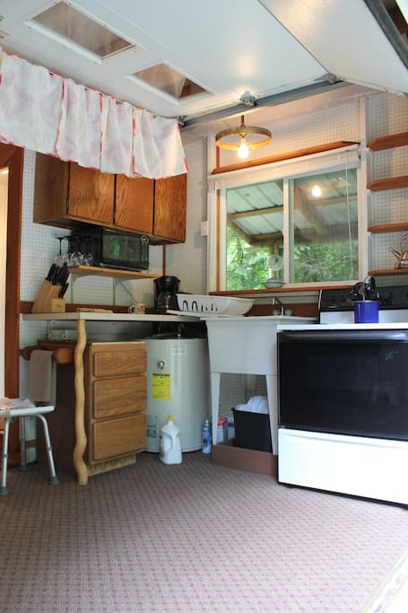 A view of the kitchenette.