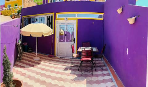 Popular Airbnb listing: Purple House Surf D : Foot in the water in Tamri