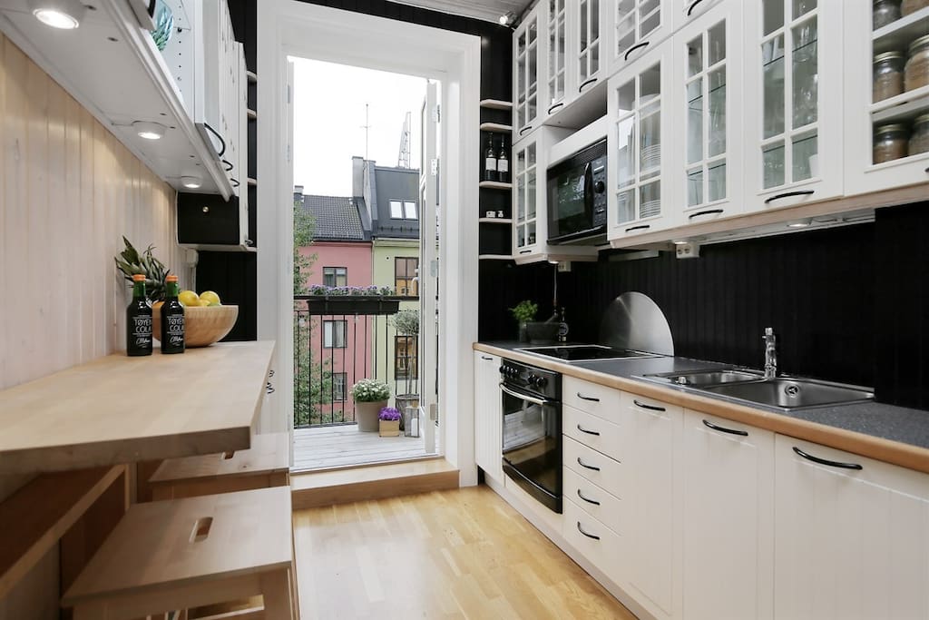 Door out to balcony from kitchen