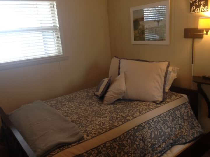 Cozy and comfy double bed, trundle below (this room on walk-in level)