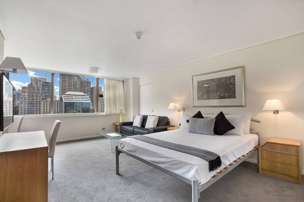 Comfortable furnishing's, Queen sized bed & Double pull-out sofa bed.
