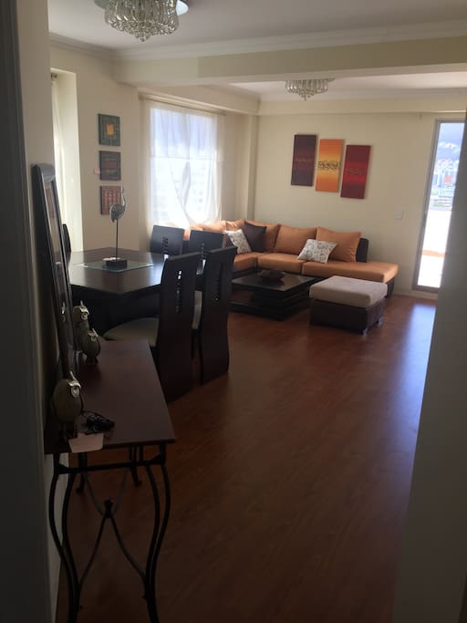 Newly changed wooden floor in the first floor. There is still rug downstairs so we still just walk in socks ;)