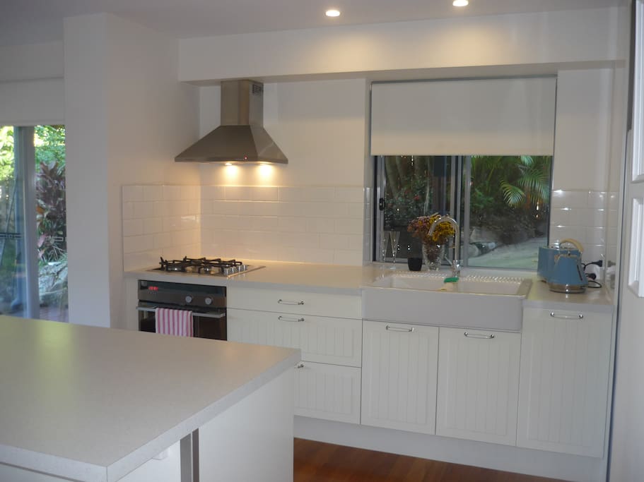 Fully self contained kitchen with breakfast bar.
