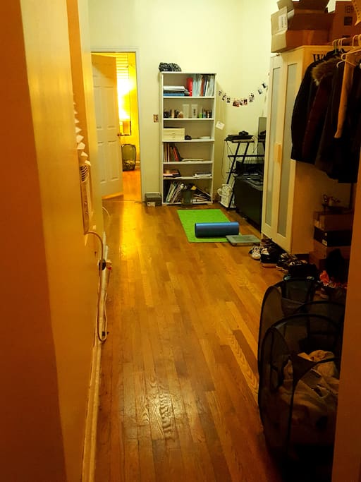 Living room with 2 closets