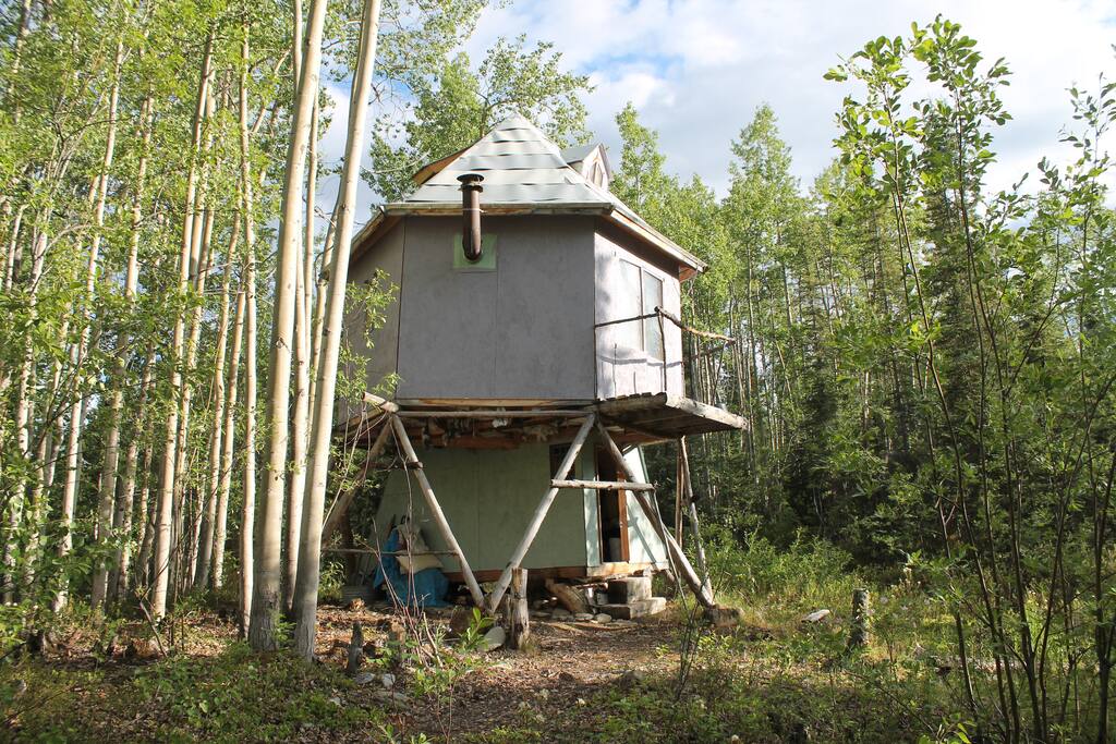 The hexagoda. That stovepipe has twice come disconnected over winter due to storms. If you are the first guest of the year, you might have to put it back. We do our best to have someone check in periodically on the cabin but there are no guarantees as its very remote and only for the hardiest of folks.