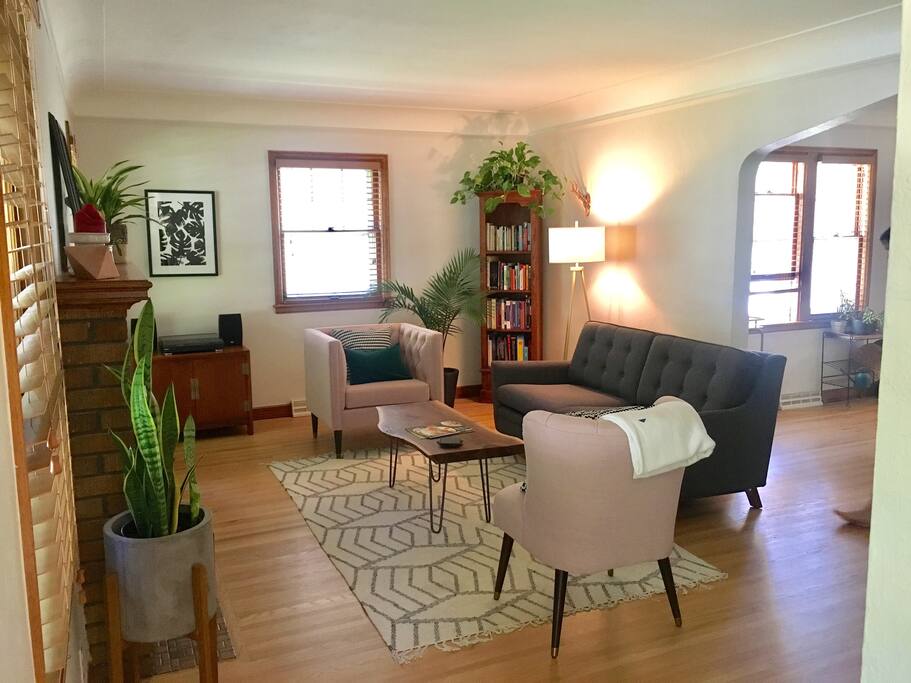 Formal living room with fireplace
