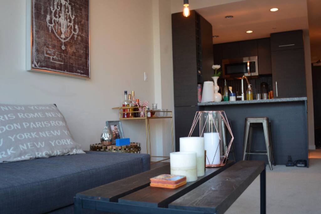 Enjoy a drink from our bar cart :)