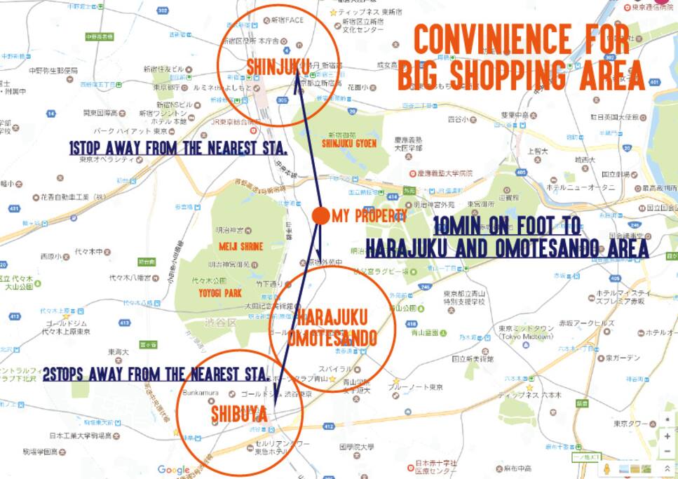 Close to big shopping areas