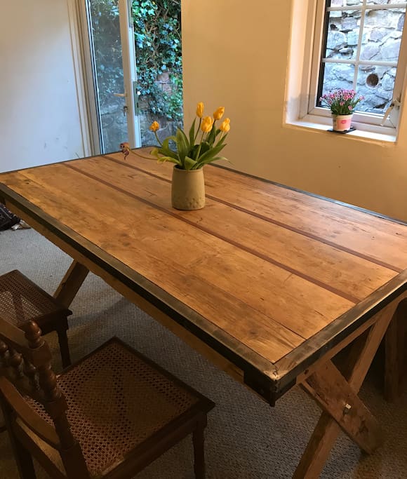 Hand crafted, bespoke new dining room table and bench seats 6-8