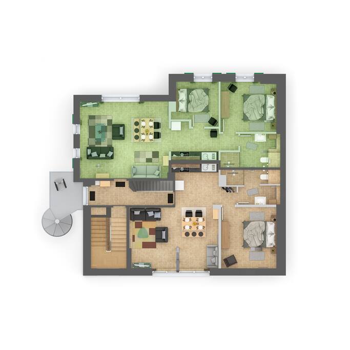 "Grün"-3 Zimmer-Nichtraucher-Wohnung