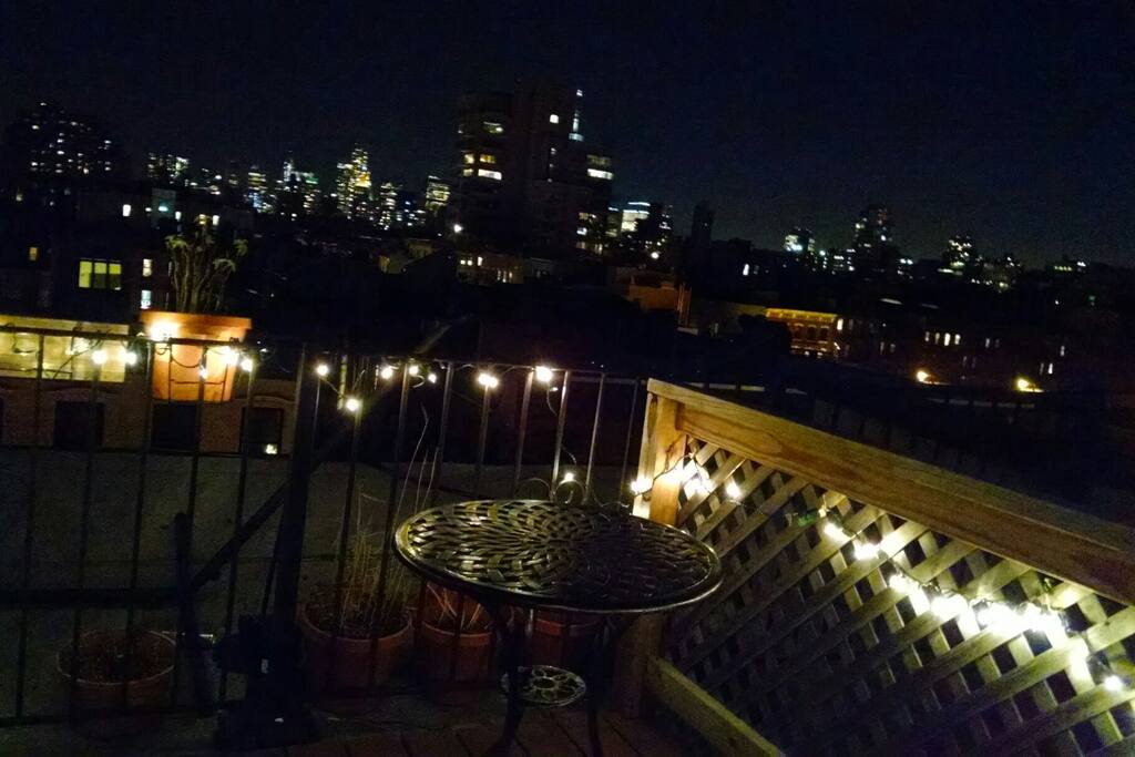 Roof deck at night