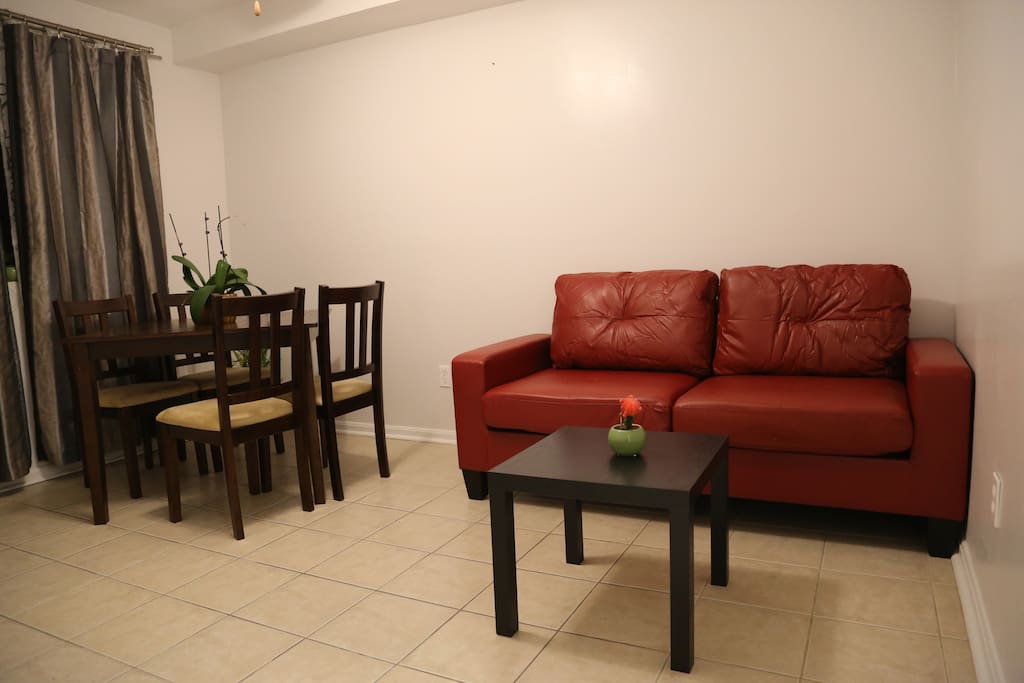 The amazing living room for a quick bite or for a quick minute to relax on the comfy sofa