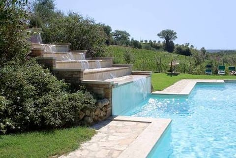 Home & Pool with Waterfall, Tranquility Tuscany