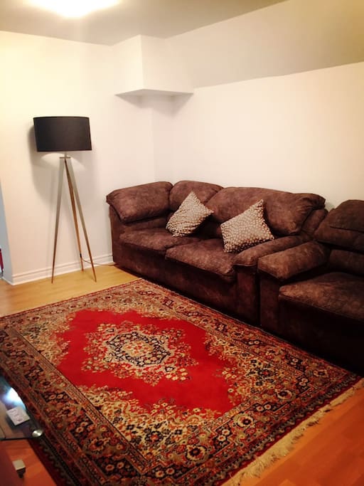 Relax in the living room. Fiber TV (couch has a sofa bed)