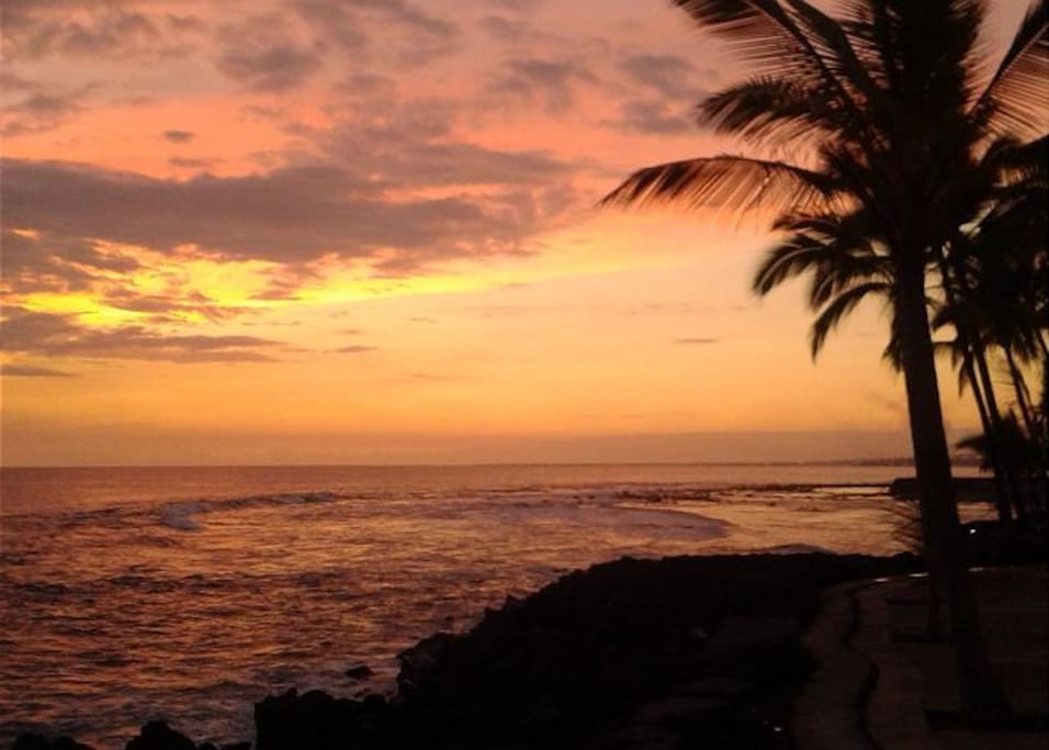 Famous Kona Sunsets from your Ocean Front Lanai