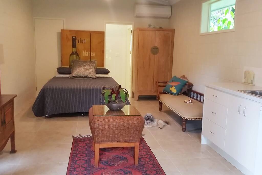 Bedroom, small kitchen & bathroom