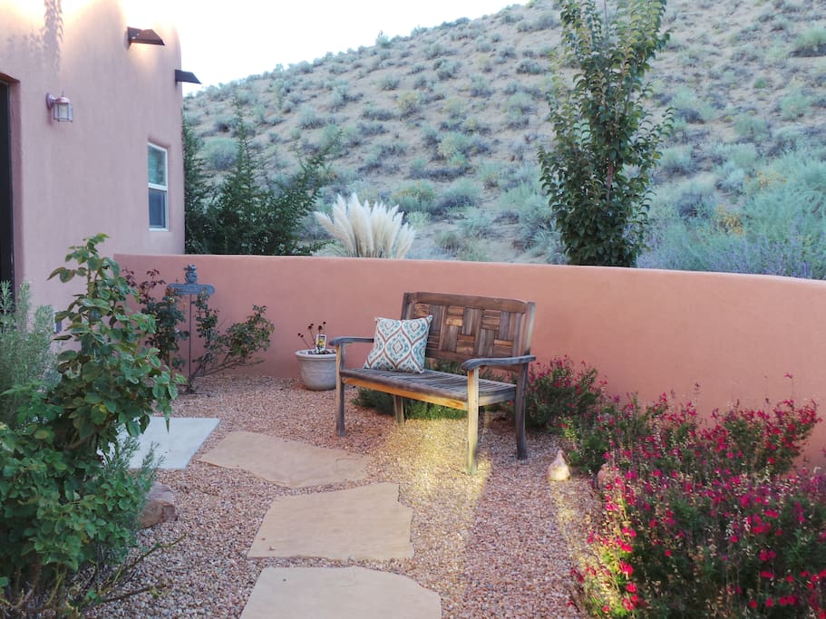 Several cozy outdoor spaces