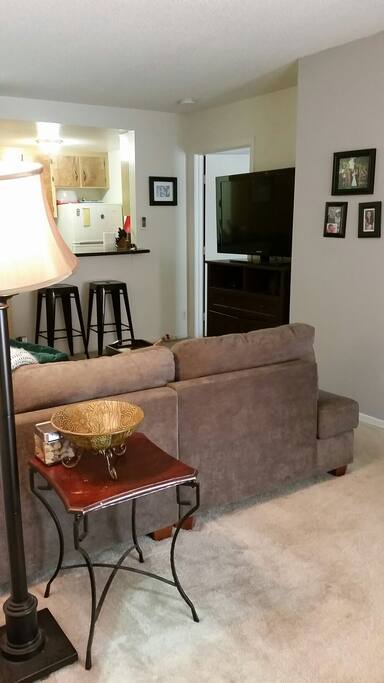 Living room with large TV