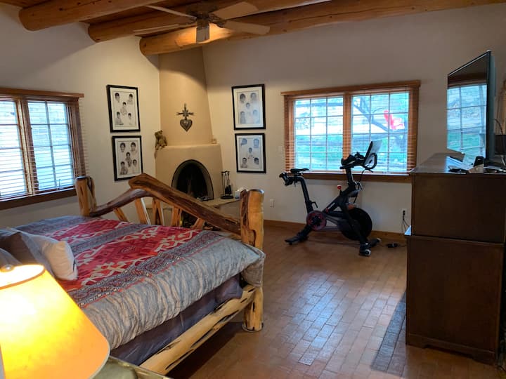 La chambre principale avec kiva / chien uniquement avec cheminée .