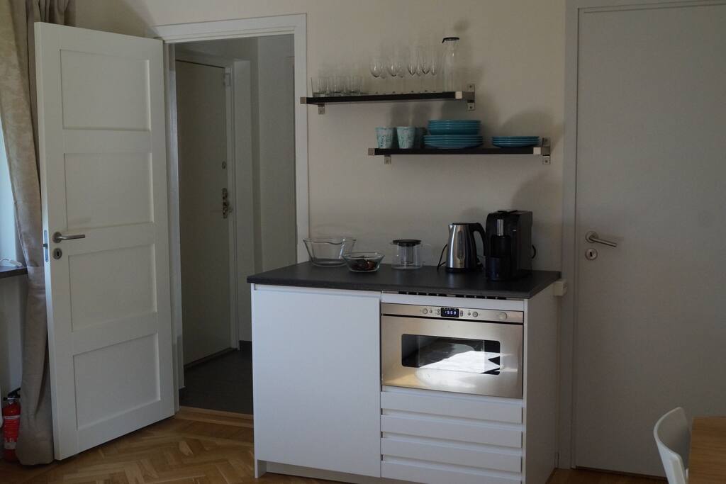 Kitchenette, without running water.