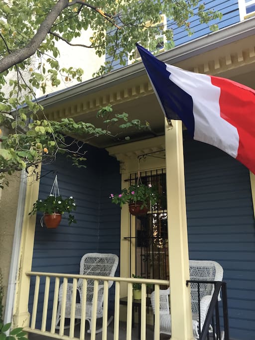 Our front porch - watch the world pass by on our quiet and friendly street