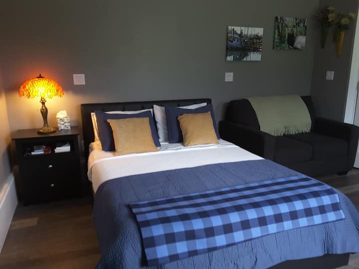 We have a Queen bed and a Twin pull out couch.