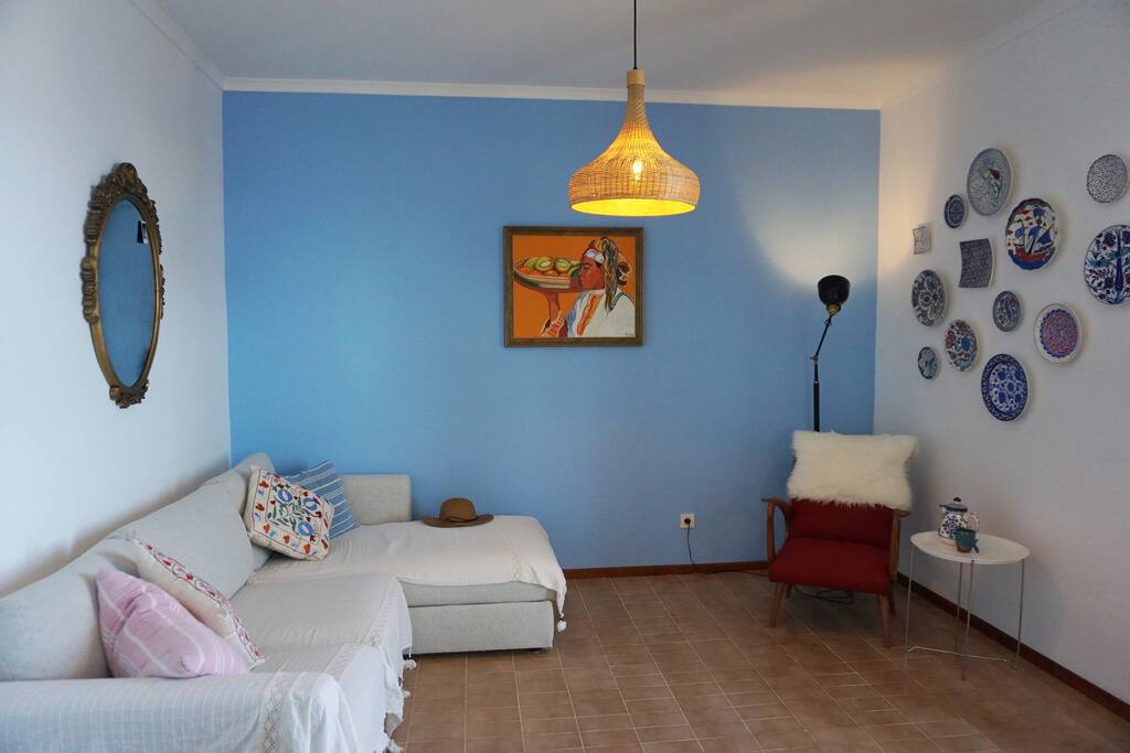 Bright airy living space with a view to the Sea.