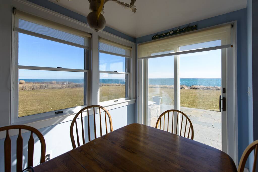 Modern kitchen is remarkably sunny and warm throughout winter, spring, and fall.
