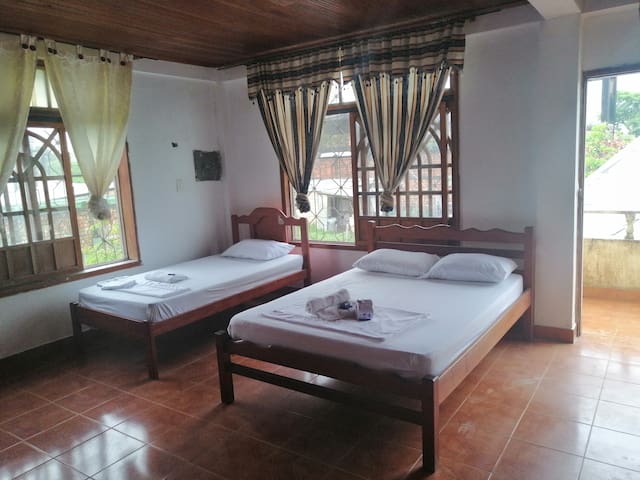 Double and single with Balcony and bathroom