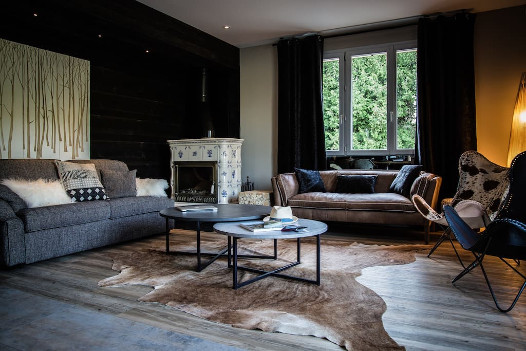 Le salon avec vue sur le lac