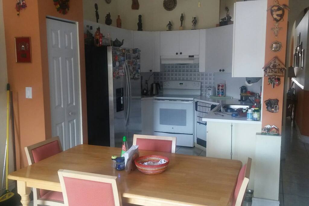 The kitchen area.