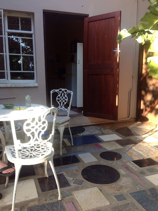 The kitchen leads on to the patio- an ideal space for a barbecue or afternoon tea.