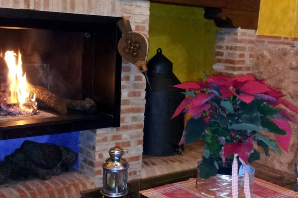 Amplio salón con chimenea