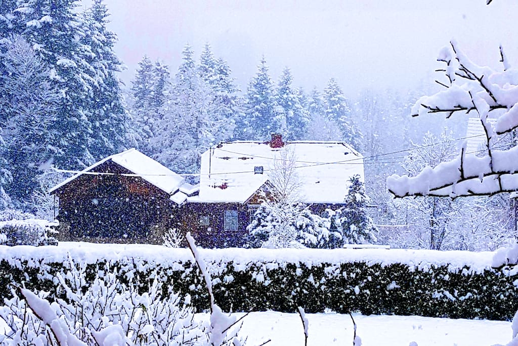 expect snow December to March - this photo of the house and barn taken late Nov 2017