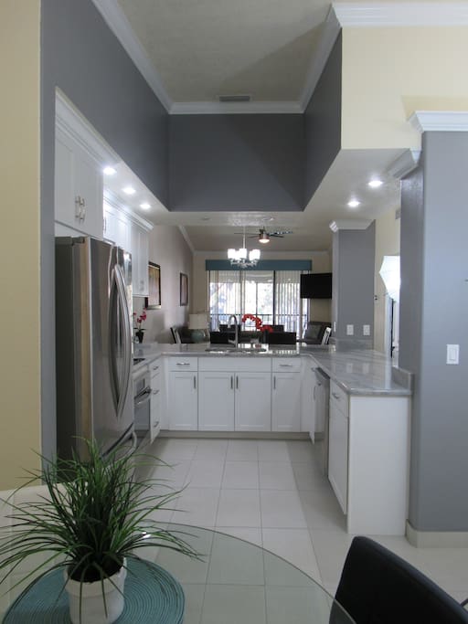 View of the kitchen from the breakfast table.