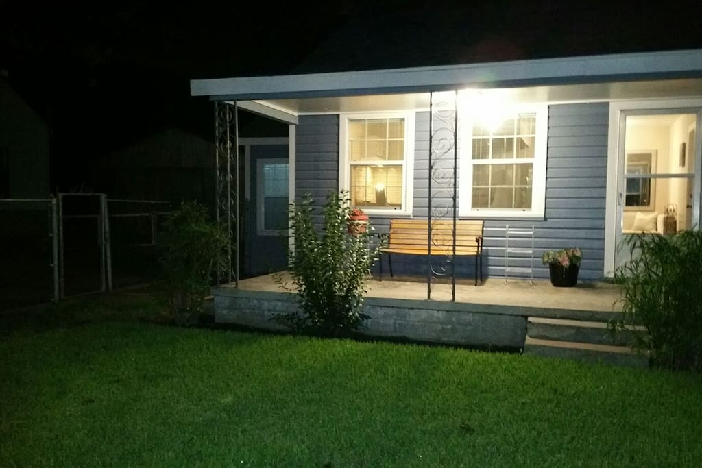 Evening view on relaxation on a great porch under a big, ol oak tree.