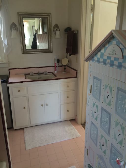 The shared bathroom is across the hall.