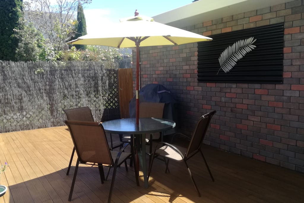 Outside dining on large ,spacious deck.