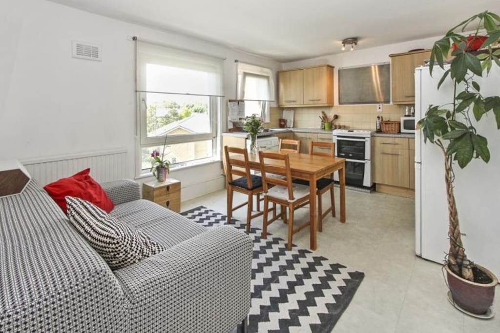 The open plan kitchen