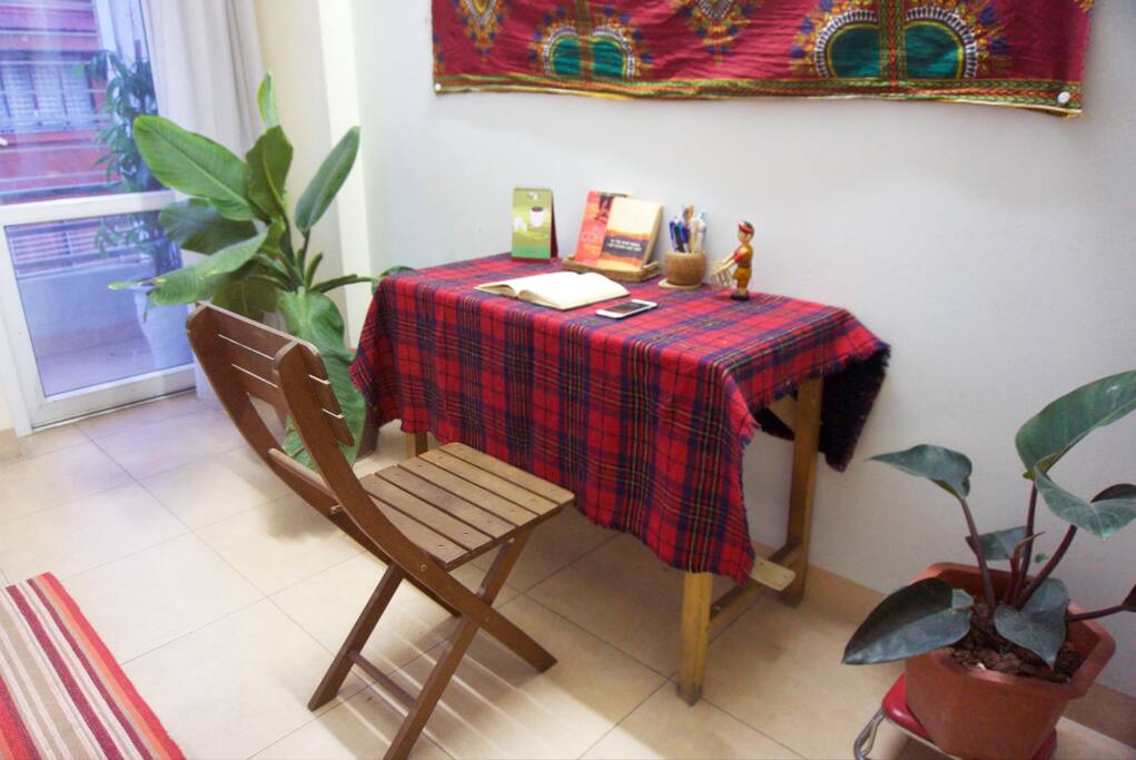 Colorful desk in the room