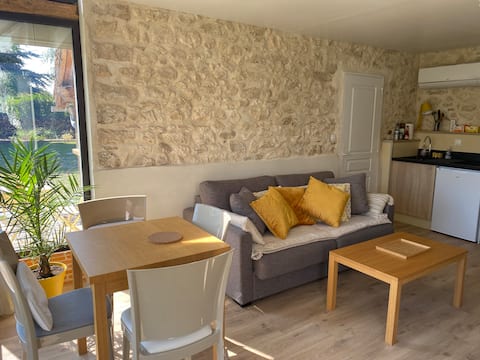 Air-conditioned duplex with private jacuzzi walled garden